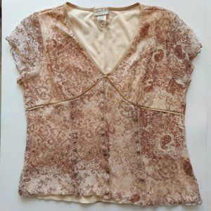 Laura Petites Floral Laced Blouse - Size Large